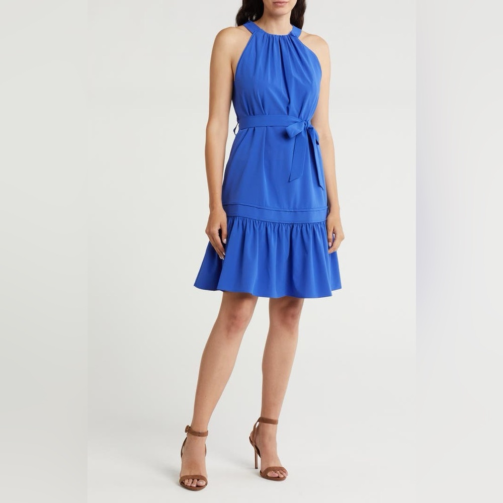 Calvin Klein Women Commuter Halter A-Line Dress Size 8 Blue NEW